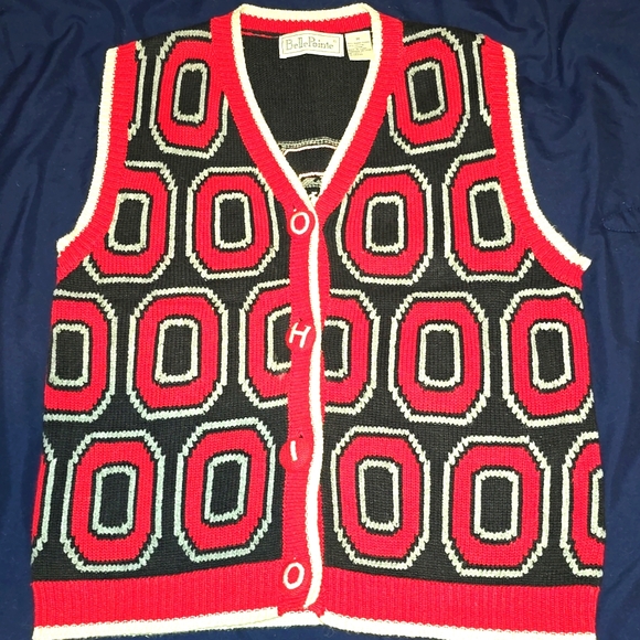 Vintage BellePointe Ohio State Buckeyes Sweater Vest Womens Medium OSU Bucks - Picture 1 of 4